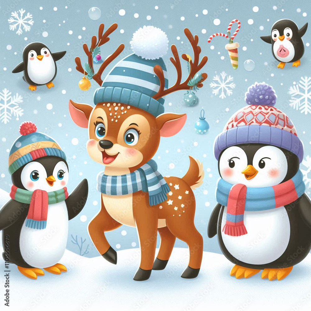 Fototapeta premium set of penguins