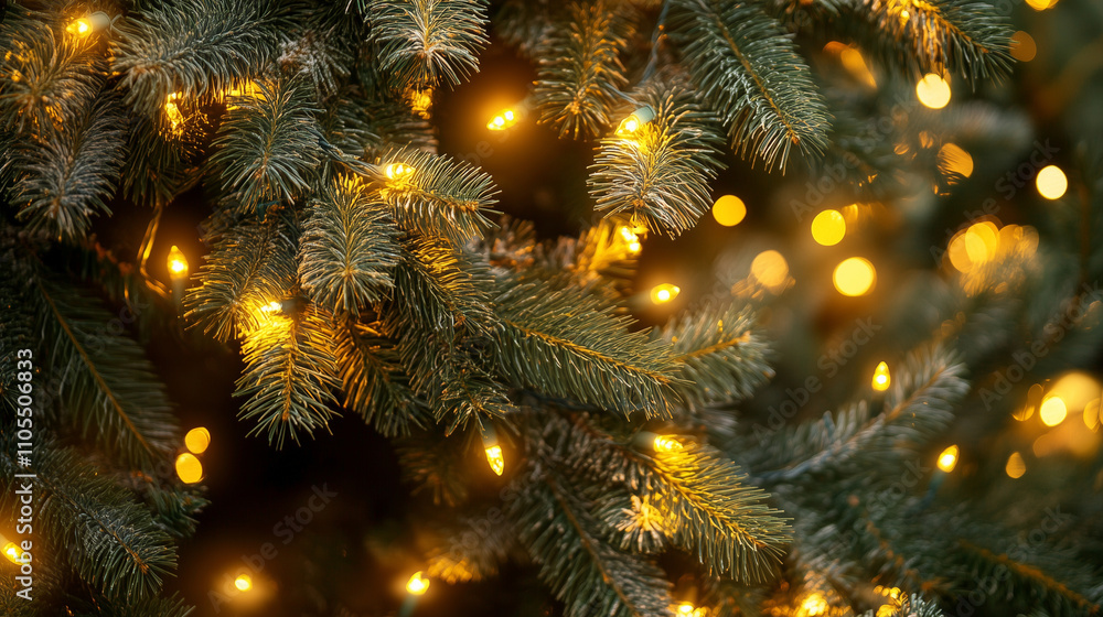 Fototapeta premium Minimalist Christmas Decor with Silver Bauble and String Lights