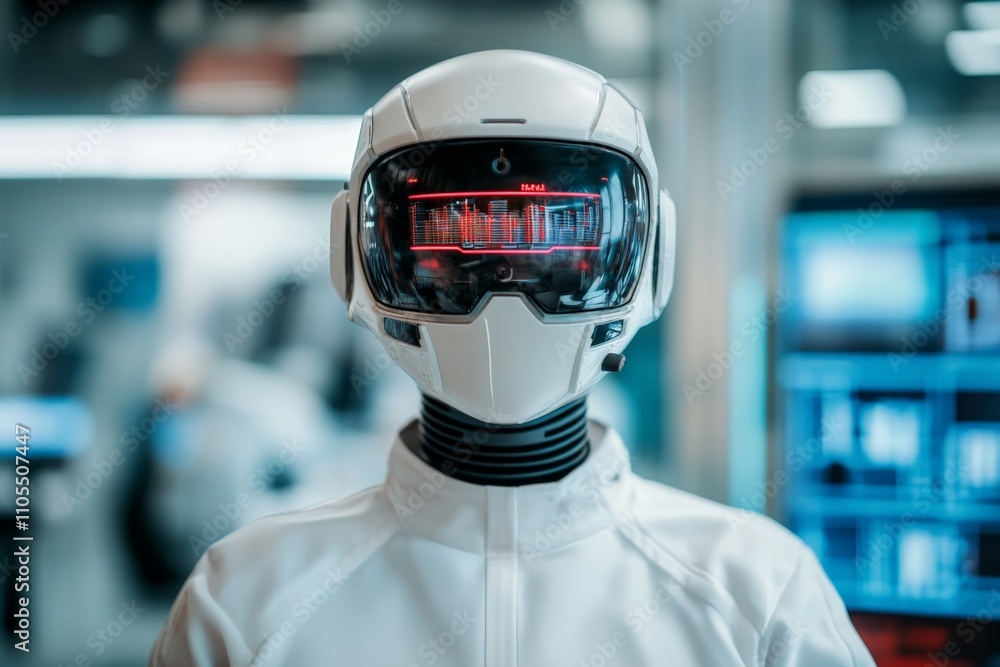 A futuristic robot, designed with sleek aesthetics and advanced technology, stands in a high-tech facility, symbolizing innovation in robotics. A futuristic robot, designed with sleek aesthetics and advanced technology, stands in a high-tech facility, symbolizing innovation in robotics.