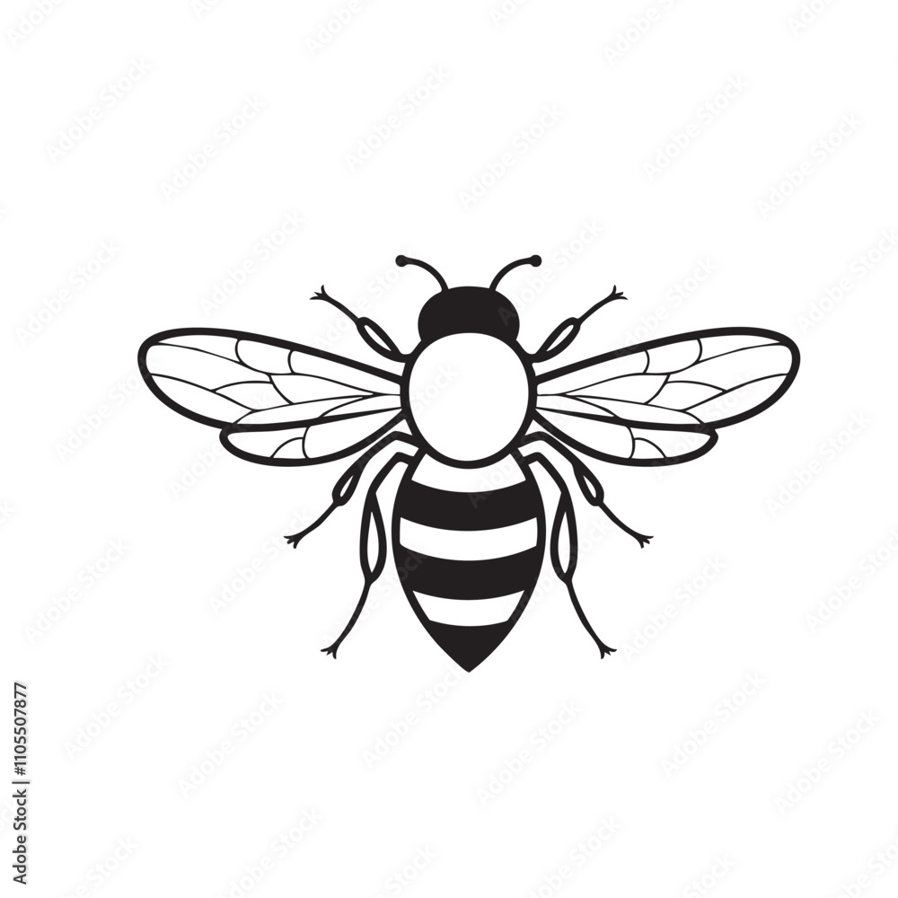 Fototapeta premium Simple bee outline coloring page for kids, ideal for creative activities and educational purposes