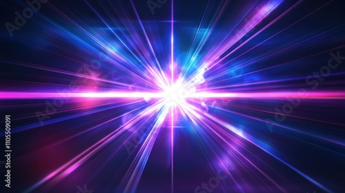 A vibrant explosion of light and color radiating from a central point, creating dynamic energy.