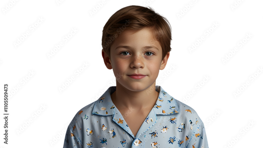 A young boy in pajamas on a transparent background A young boy in pajamas on a transparent background