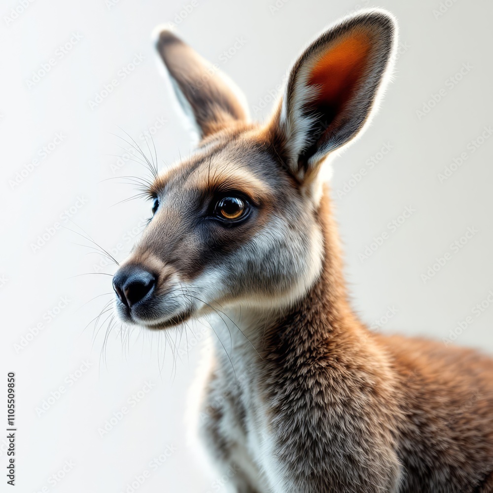 Fototapeta premium A comprehensive view of a grey kangaroo.