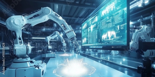 Futuristic Factory Robotics Automation AI Technology Industry 4 0