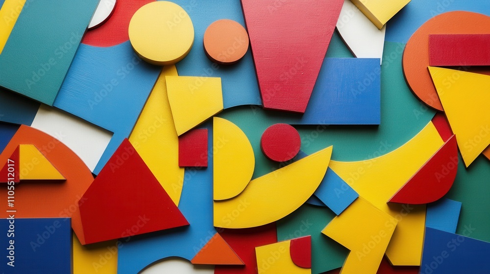 Fototapeta premium Colorful geometric shapes arranged creatively on a bright surface during the daytime