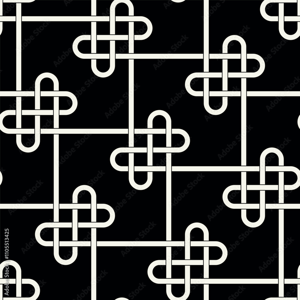 Valentine's Day hearts pattern. Celtic seamless pattern. Abstract graphic wallpaper. Vector tileable illustration. Interlaced geometric ornament. Valentine's Day hearts pattern. Celtic seamless pattern. Abstract graphic wallpaper. Vector tileable illustration. Interlaced geometric ornament.