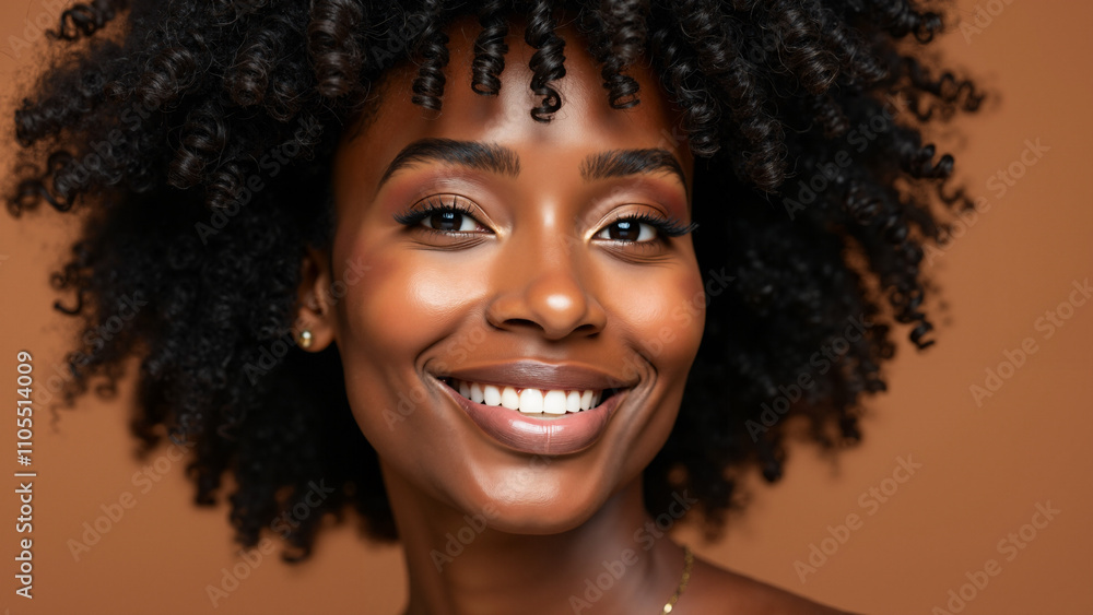 Confident Black Woman with Natural Afro: Empowering Beauty Portrait for Inclusive Skincare and Hair Care Campaigns Confident Black Woman with Natural Afro: Empowering Beauty Portrait for Inclusive Skincare and Hair Care Campaigns