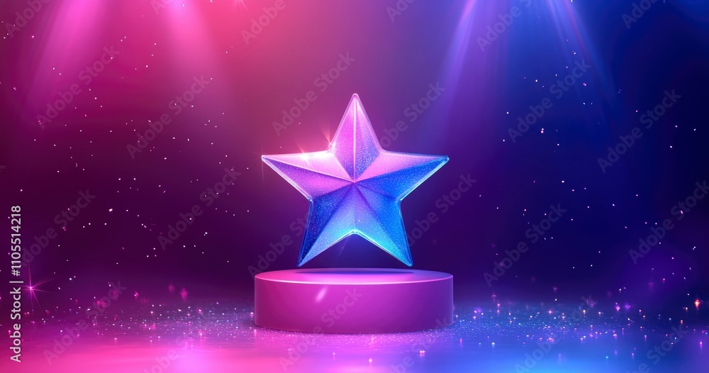 Obraz premium A Glittering Star Award on a Purple Pedestal