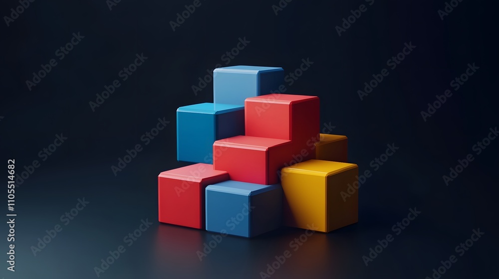 Obraz premium Abstract Colorful Cubes Stacked Structure