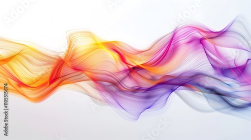 A digital wave of energy with vibrant colors and motion trails, floating on a white background