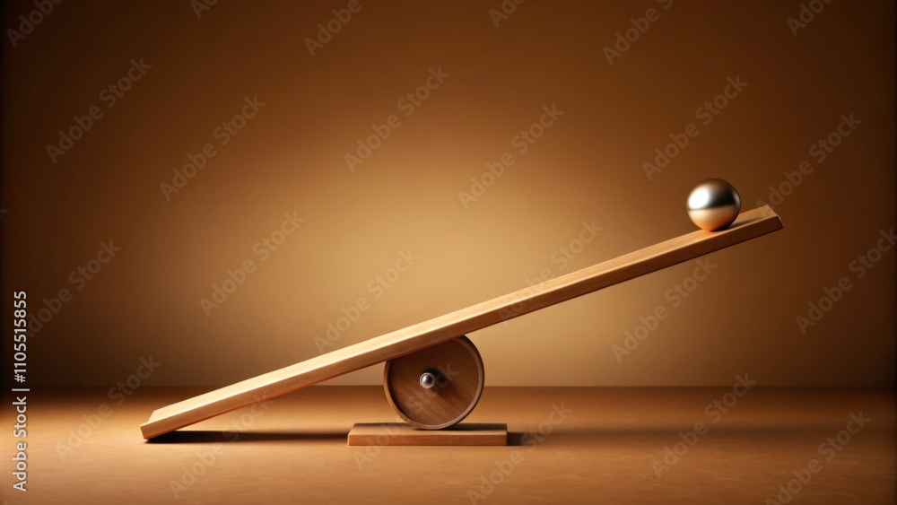 3D Seesaw Balance on Brown Background Illustrating Business Finance Concept of Stability, Justice, and Comparison with Copy Space for Creative Design and Marketing Needs 3D Seesaw Balance on Brown Background Illustrating Business Finance Concept of Stability, Justice, and Comparison with Copy Space for Creative Design and Marketing Needs