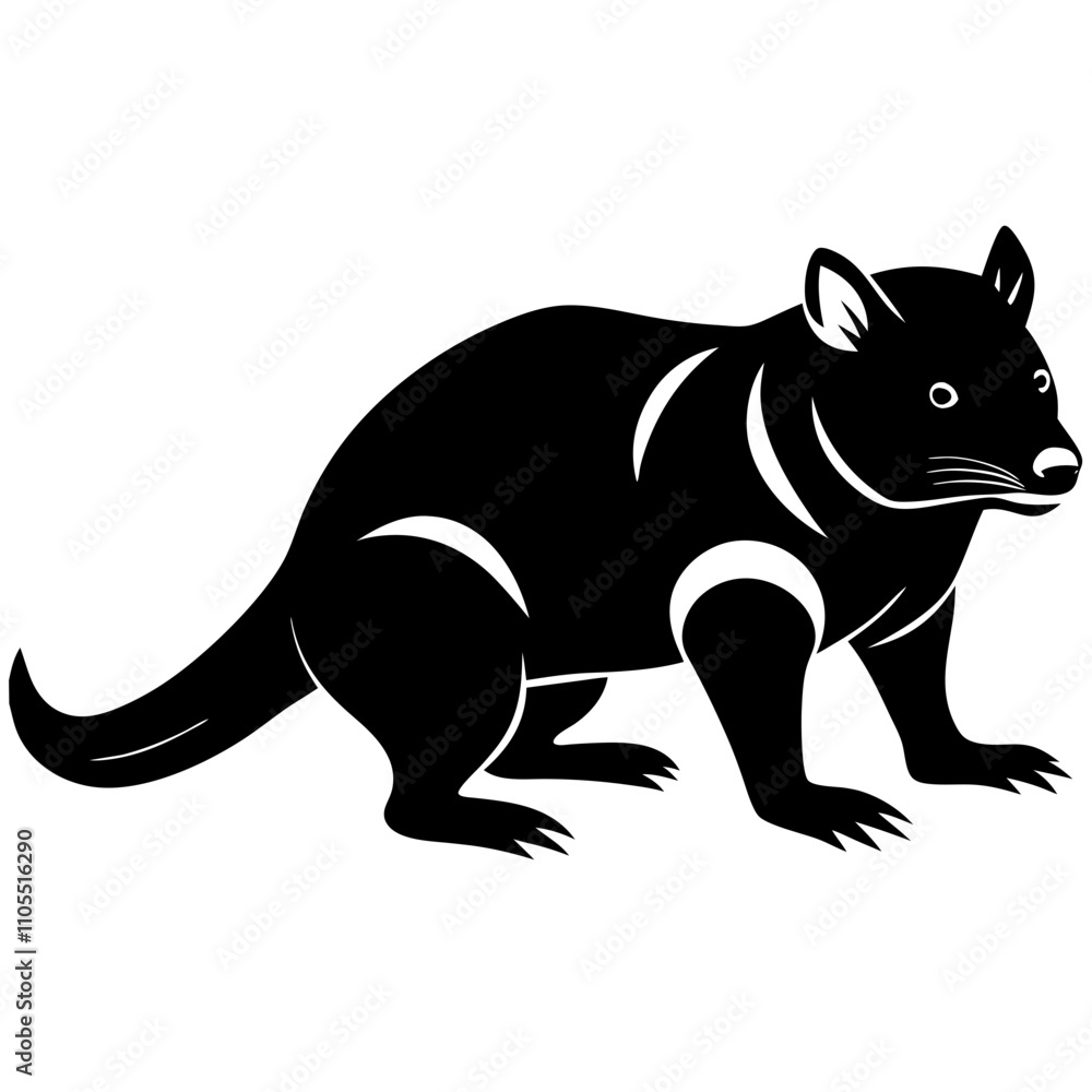 Fototapeta premium Vector artwork of a Tasmanian devil, a fierce carnivorous wild animal, depicted in a detailed and dynamic digital illustration.