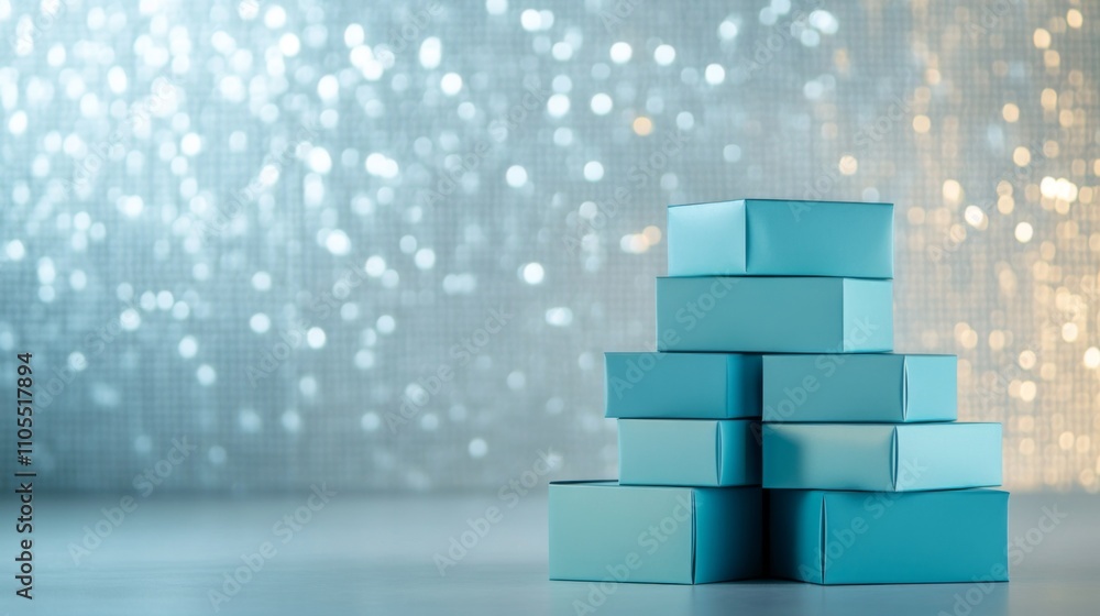 Gift box stacking display for special occasions indoor event aesthetic arrangement dazzling background contemporary viewpoint festive concept Gift box stacking display for special occasions indoor event aesthetic arrangement dazzling background contemporary viewpoint festive concept