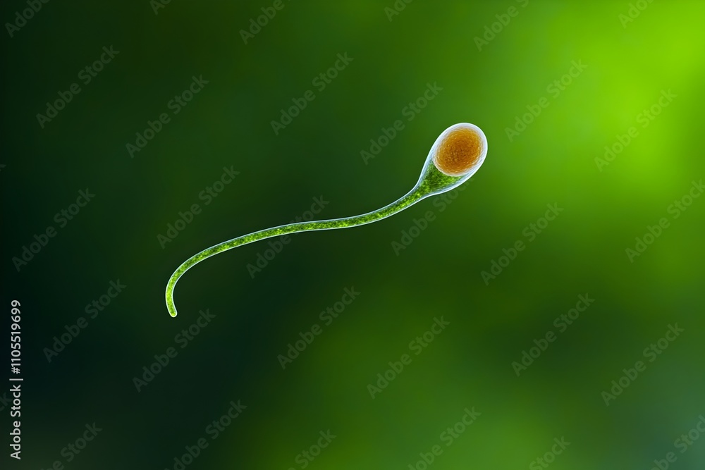 Microscopic View of a Sperm Cell Showcasing Its Tail and Head Microscopic View of a Sperm Cell Showcasing Its Tail and Head