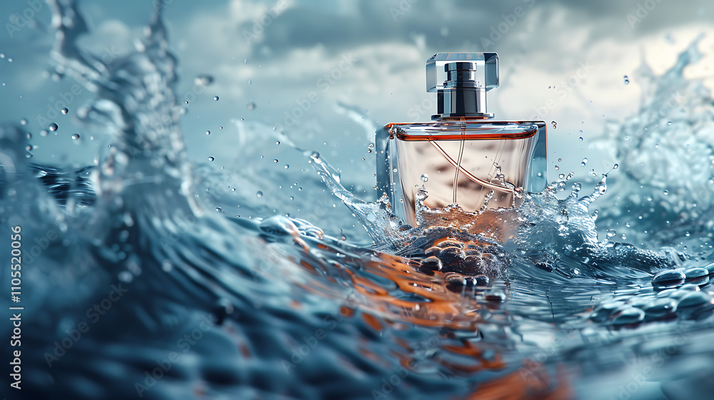 luxury perfume ad, a high-quality image featuring a luxurious perfume bottle amidst swirling waves perfect for product promotion in k resolution luxury perfume ad, a high-quality image featuring a luxurious perfume bottle amidst swirling waves perfect for product promotion in k resolution