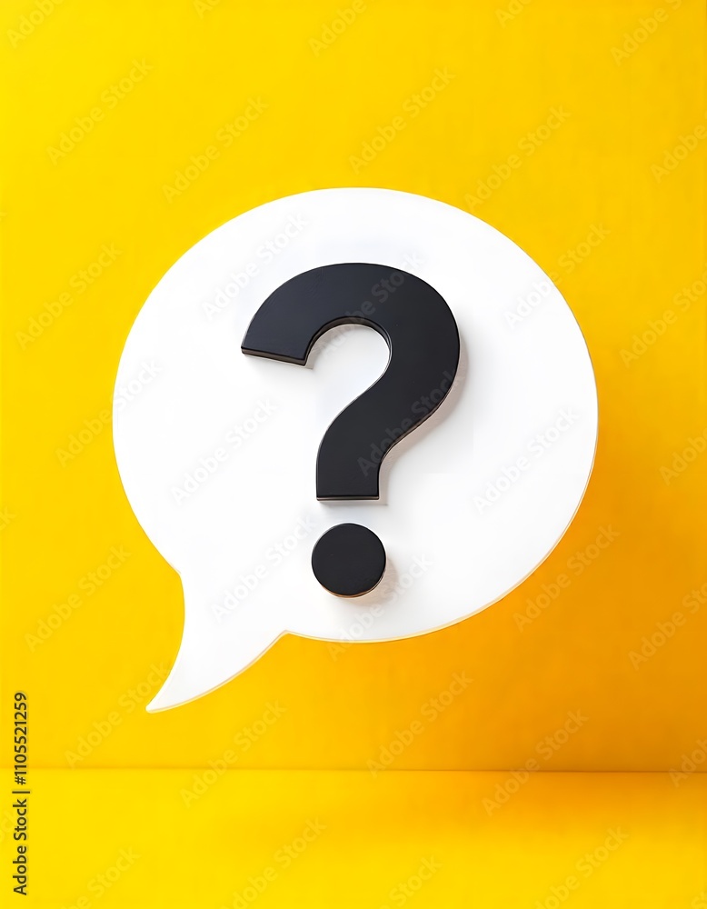 a close up of a white question mark speech bubble on a yellow wall a close up of a white question mark speech bubble on a yellow wall