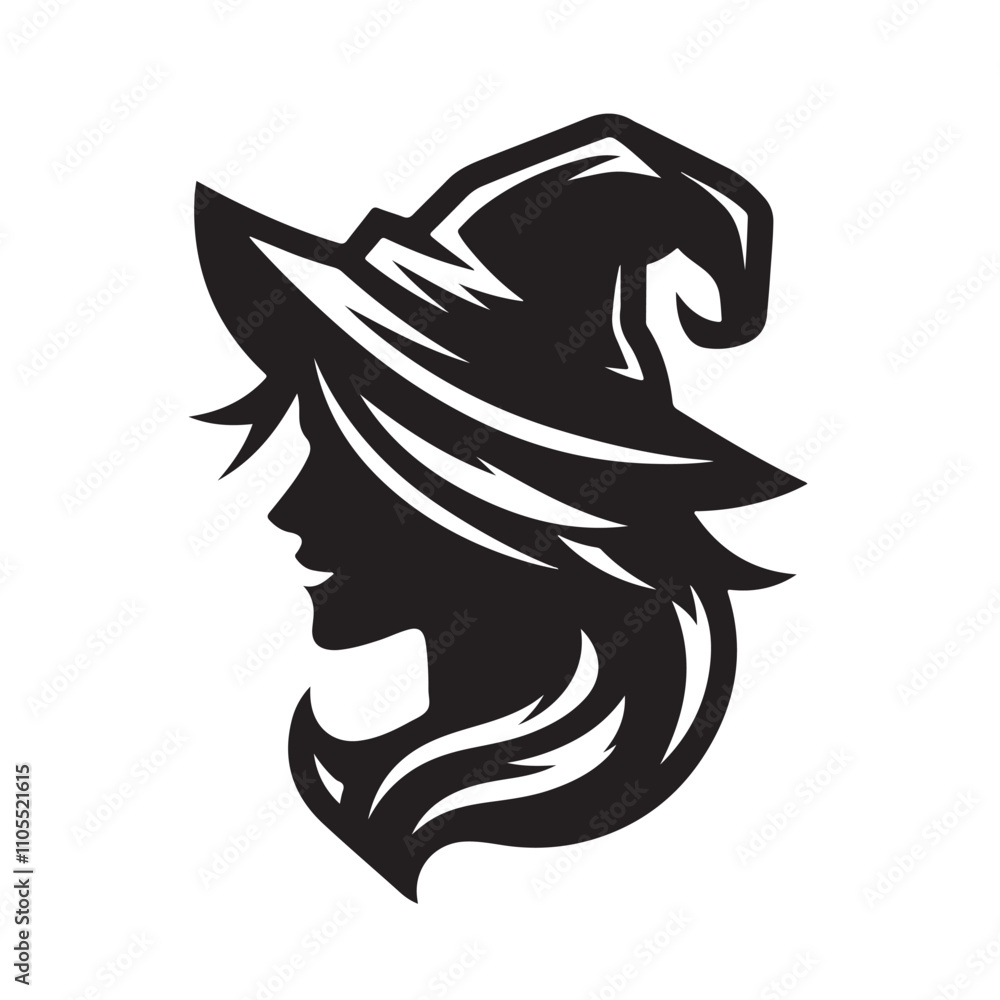 Intriguing Profile Silhouette of a Witch.eps Intriguing Profile Silhouette of a Witch.eps