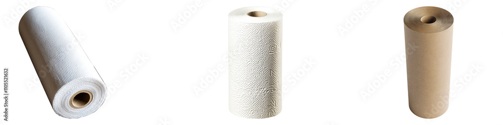 Paper towel roll isolated on transparent background, Set of Paper towel roll isolated on transparent background, Set of