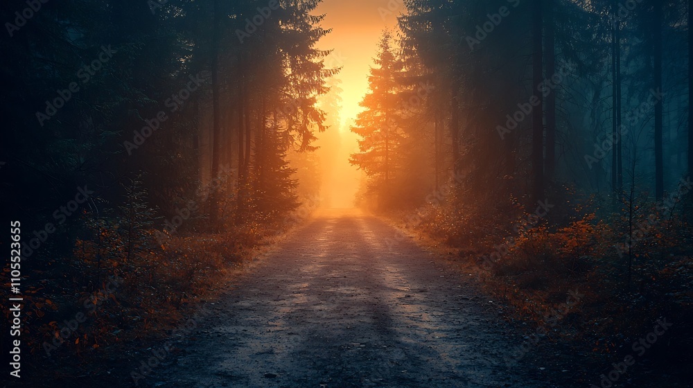 Obraz premium Ethereal Forest Path Leading to Mysterious Light