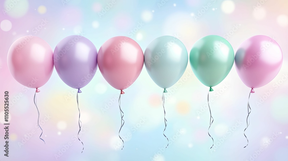 Pastel Balloons Float Against A Soft Background Pastel Balloons Float Against A Soft Background