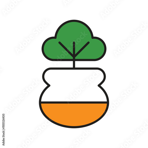 plant color line icon with white background vector stock illustration