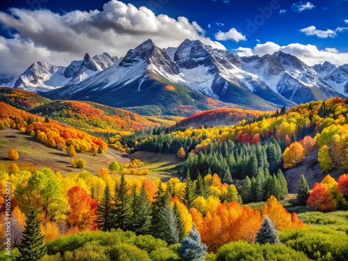 Captivating Early Fall Snow-Dusted Peaks Surrounding Edwards, Colorado: Scenic Mountain Landscape Photography for Nature Enthusiasts and Travel Aficionados