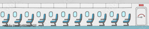 Aircraft interior graphic color long sketch illustration vector 