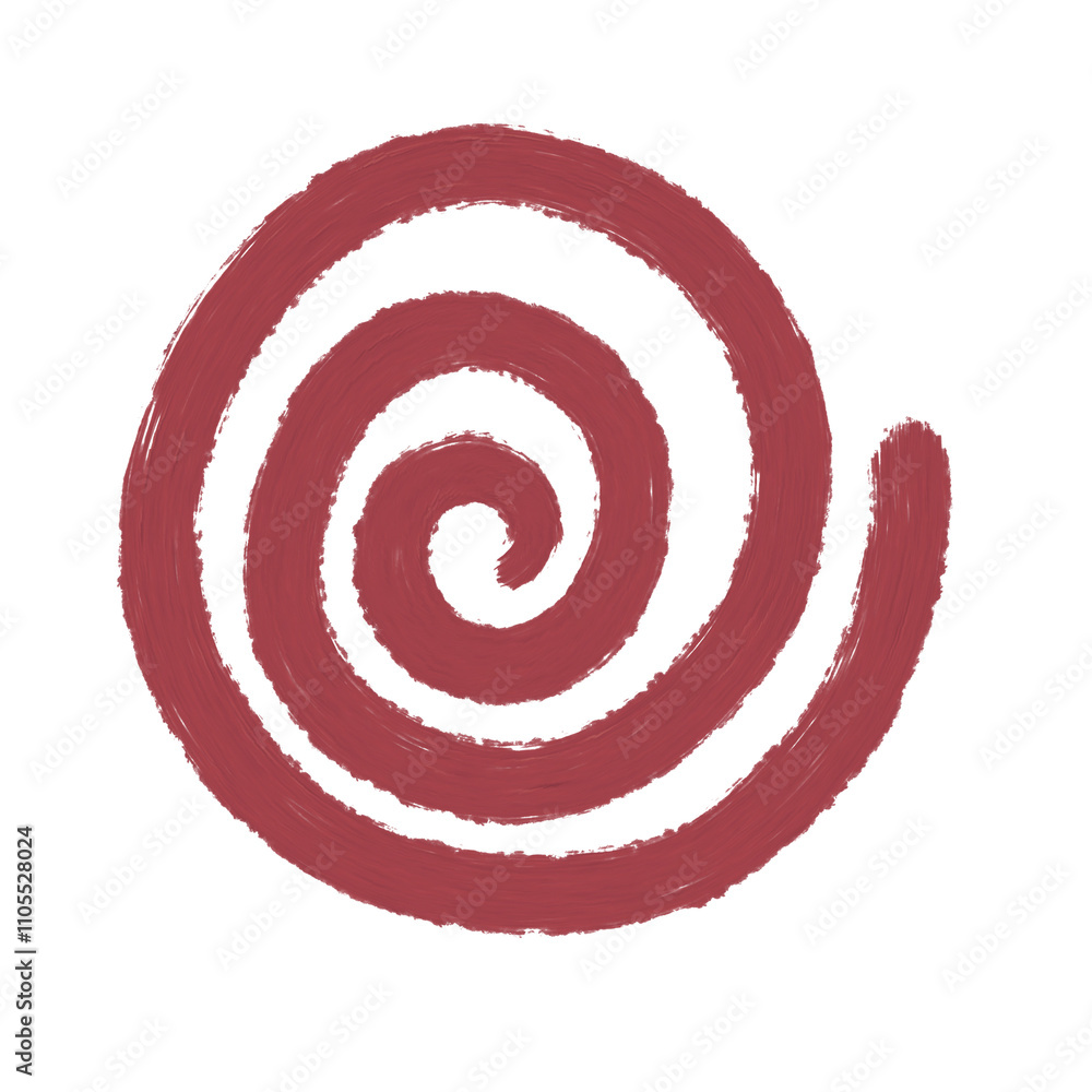 Espiral dibujado a mano marcador pintura acuarela irregular sin fondo, sin relleno, rojo