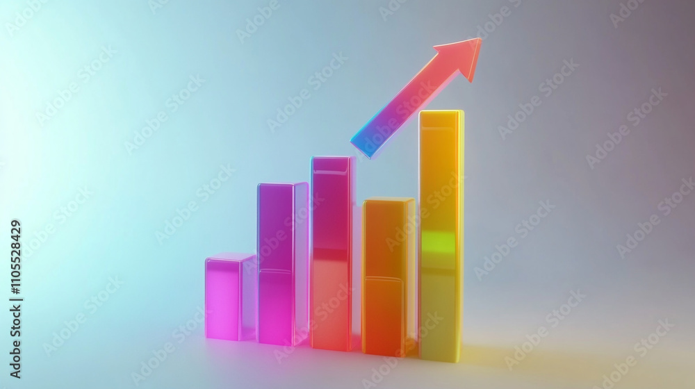 Colorful bar chart with an upward trend showcasing growth and success in data analysis Colorful bar chart with an upward trend showcasing growth and success in data analysis