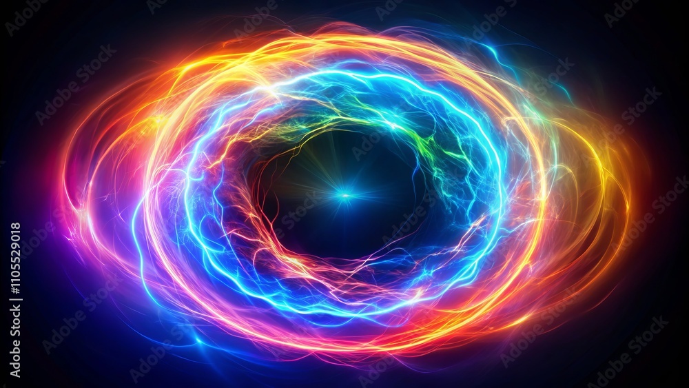 Captivating Portrait of Electric Energy Circle Isolated on White Background, Highlighting Dynamic Movement and Vibrant Colors for Generative AI Exploration Captivating Portrait of Electric Energy Circle Isolated on White Background, Highlighting Dynamic Movement and Vibrant Colors for Generative AI Exploration