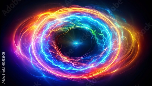 Captivating Portrait of Electric Energy Circle Isolated on White Background, Highlighting Dynamic Movement and Vibrant Colors for Generative AI Exploration