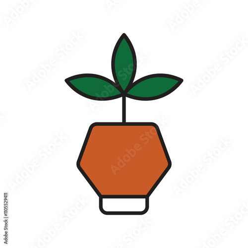 plant color line icon with white background vector stock illustration
