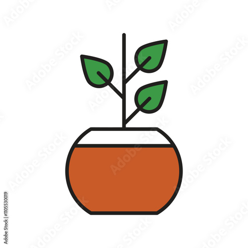 plant color line icon with white background vector stock illustration