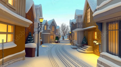 A whimsical snow-covered vi...