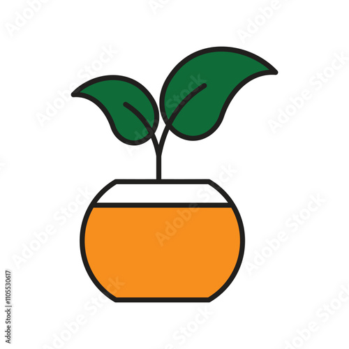 plant color line icon with white background vector stock illustration