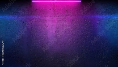 Blue and Purple Neon light on a cement wall