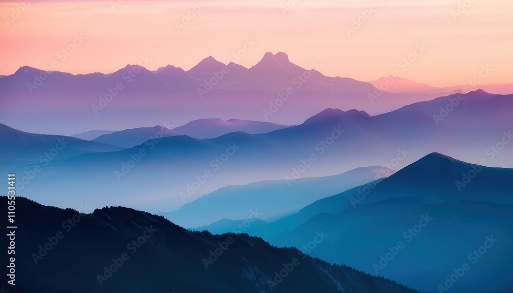 Silhouette of mountains in pastel tones as a landscape background Silhouette of mountains in pastel tones as a landscape background