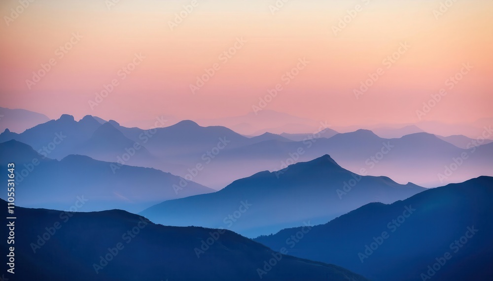 Silhouette of mountains in pastel tones as a landscape background Silhouette of mountains in pastel tones as a landscape background
