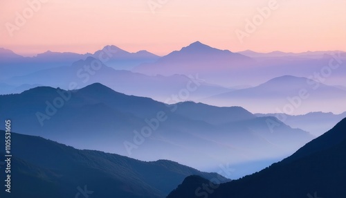 Silhouette of mountains in pastel tones as a landscape background