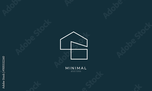 A line art icon logo of a modern house or home / real estate business	
