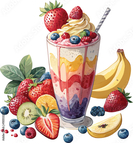 Milkshake  fruit colorful acrylic art glossy colorful attractive