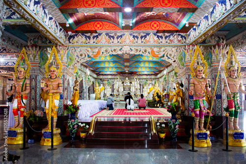 Ancient Phra Si Ariya Mettrai or Metteyya antique buddha statues for thai people travel visit respect praying blessing mystical at Wat Si Uthumphon temple on November 2, 2024 in Nakhon sawan, Thailand photo