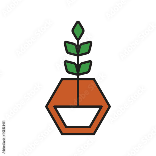 plant color line icon with white background vector stock illustration