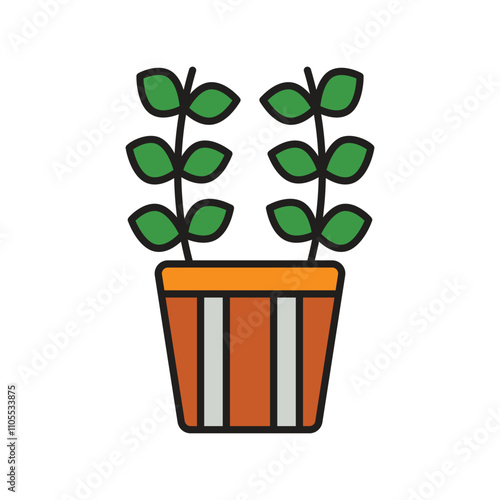 plant color line icon with white background vector stock illustration