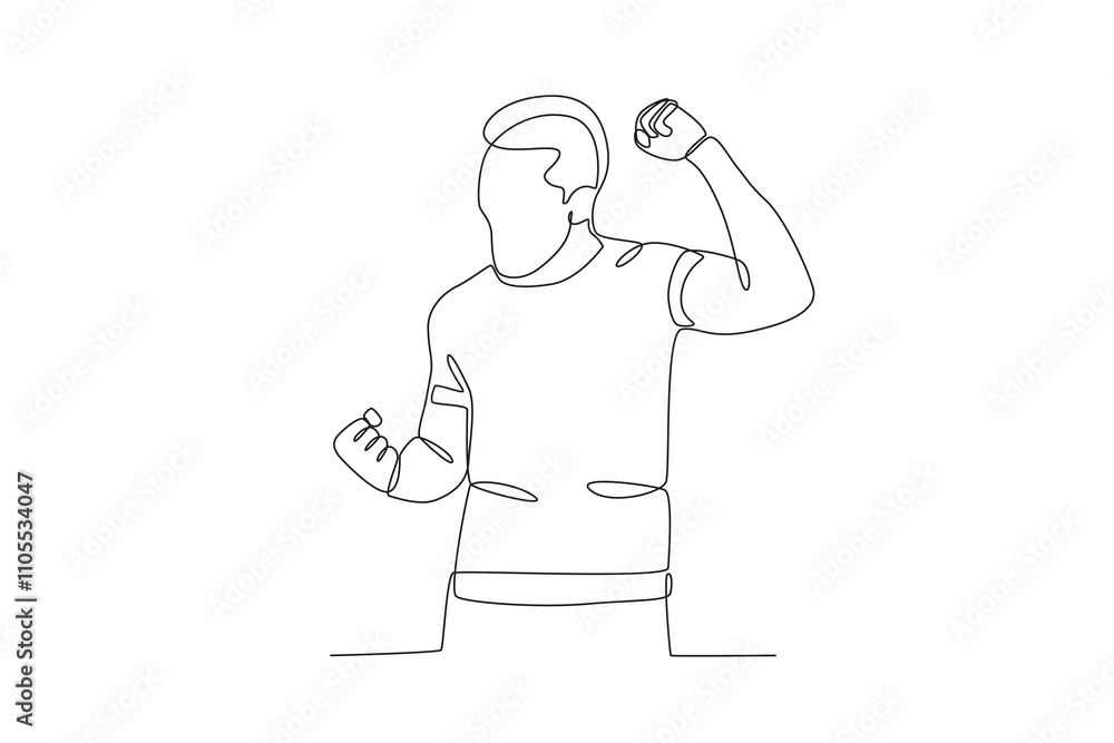 Single continuous line drawing of A man who is happy and cheerful. Dynamic single line draw design graphic vector illustration.
Single continuous line drawing of A man who is happy and cheerful. Dynamic single line draw design graphic vector illustration.