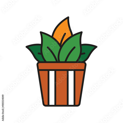 plant color line icon with white background vector stock illustration