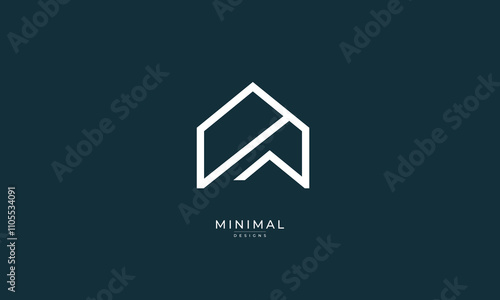 A line art icon logo of a modern house or home / real estate business	
