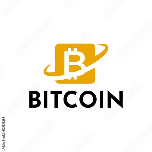 Bitcoin logo concept. Cryptocurrency logo sign. Digital money flat style vector illustration.