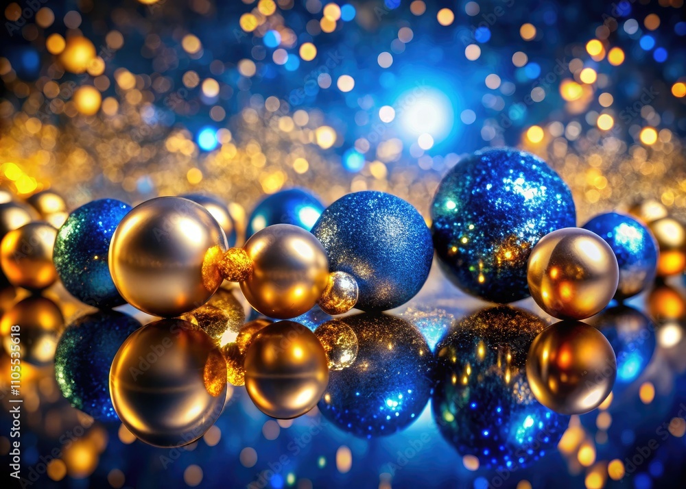 Golden Blue Shiny Balls New Year Celebration Background Festive Decor Abstract Photography Golden Blue Shiny Balls New Year Celebration Background Festive Decor Abstract Photography