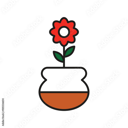 plant color line icon with white background vector stock illustration